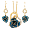 Blue glazed pendant and earrings