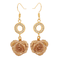 White glazed rose earrings